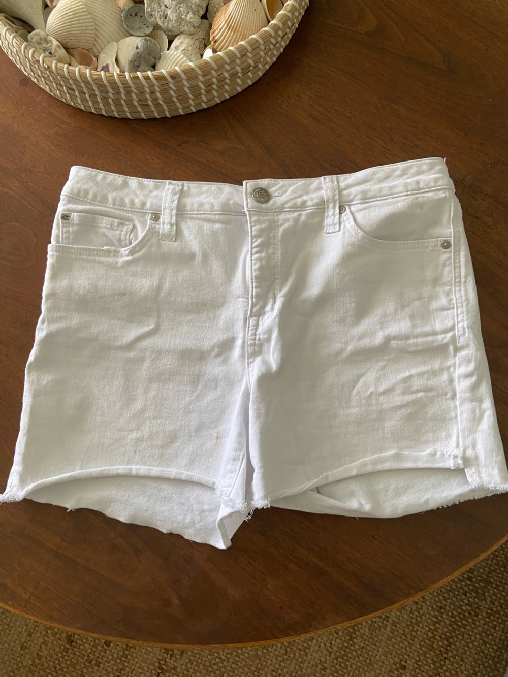 Seven 7 White Denim Shorts with Button Fly